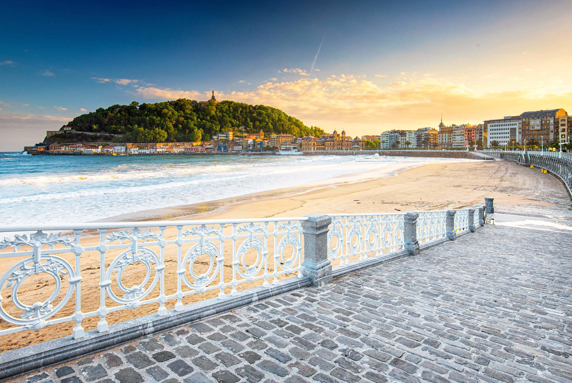 Looking across to Mount Urgull and the Old Town from La Concha beach