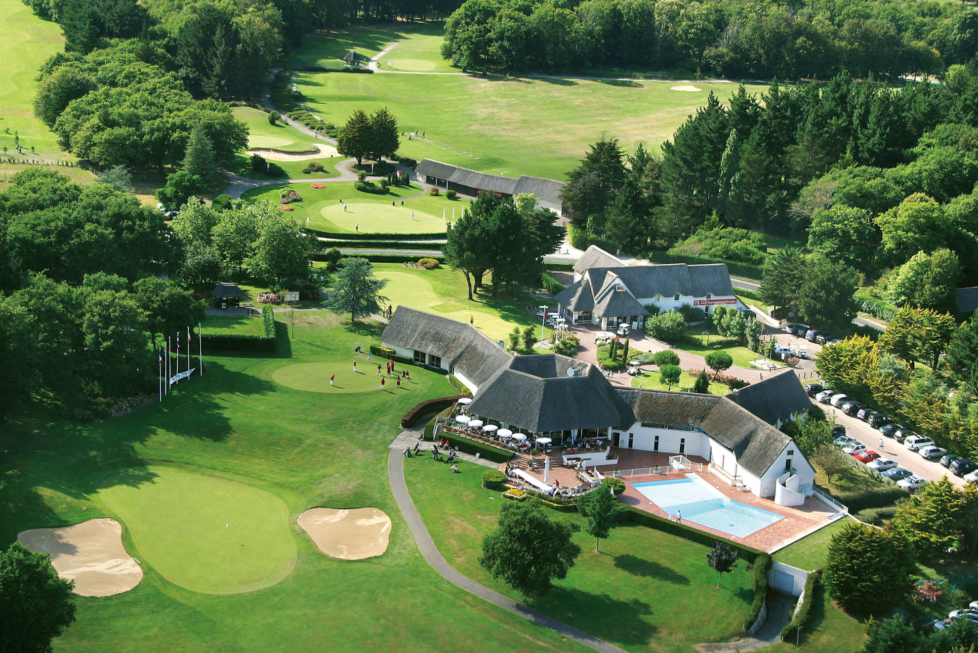 Looking out at a golf course