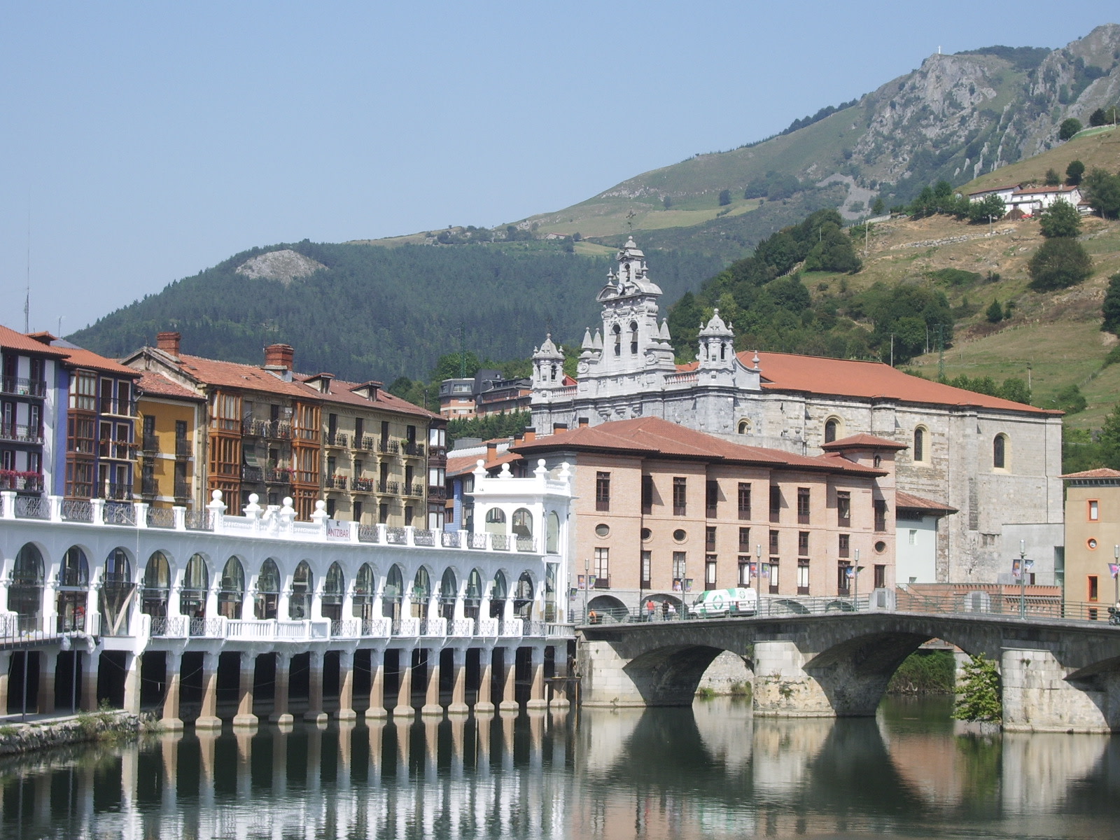 A view of Tolosa and the river Oria, Pais Vasco