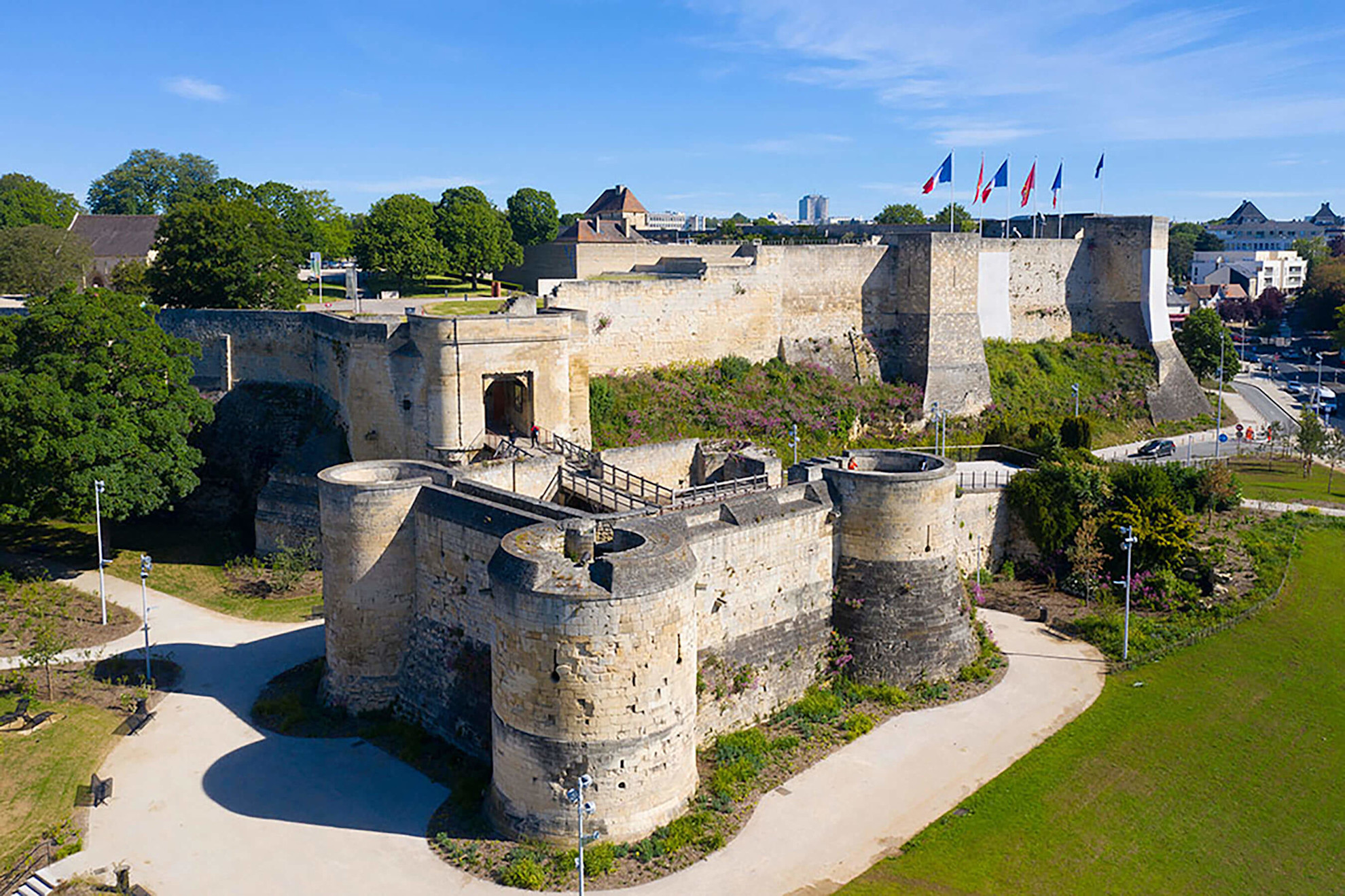 Falaise Castle aerial view