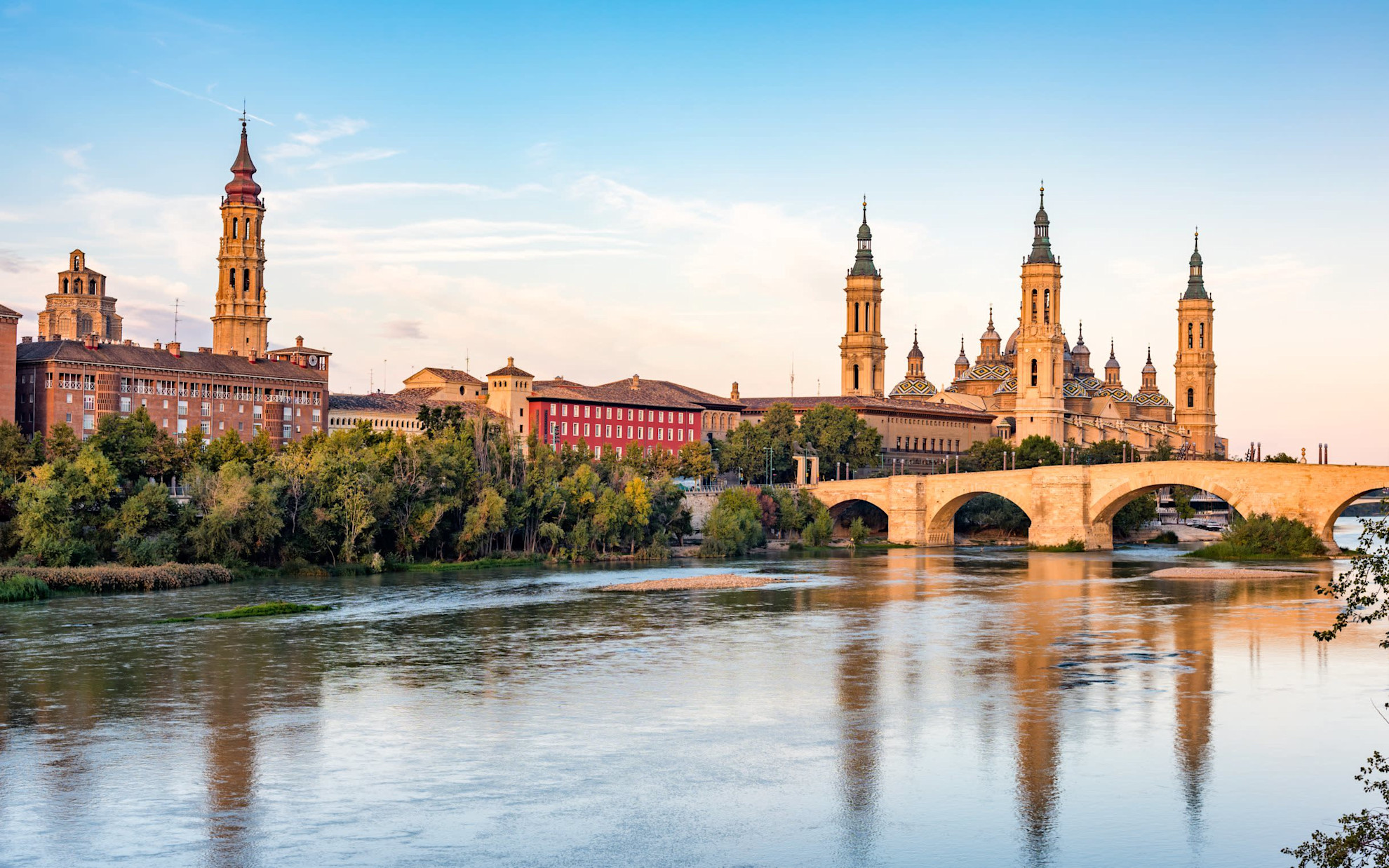 Overlooking the Ebro River in the city